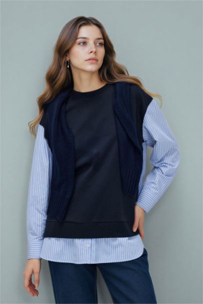 Regular Fıt Bisiklet Yaka Sweatshirt Kumaşı Sweatshirt Tunik