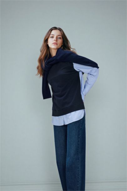 Regular Fıt Bisiklet Yaka Sweatshirt Kumaşı Sweatshirt Tunik