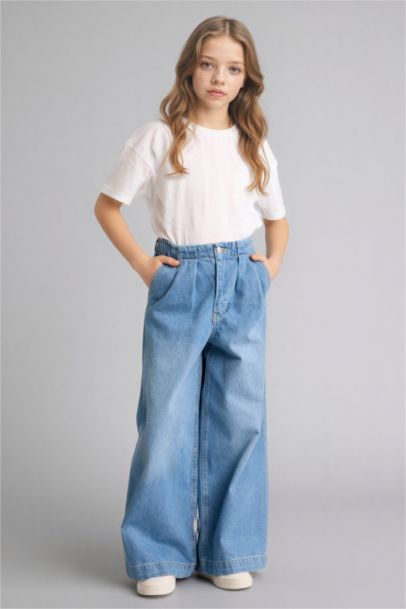 Wide Leg Denim Trousers