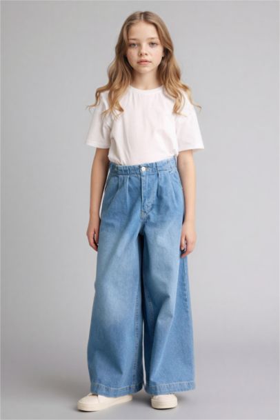 Wide Leg Denim Trousers