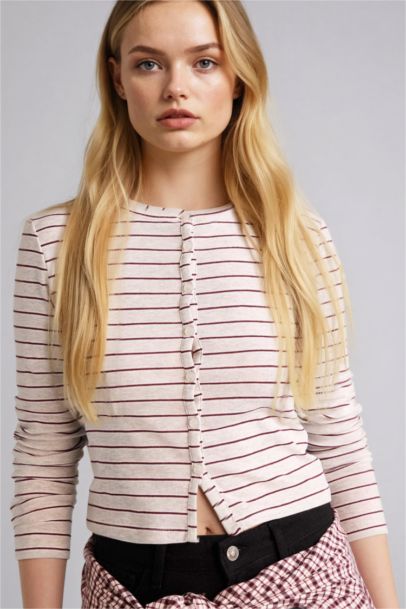 Slim Fit Crew Neck Ribana Cardigan