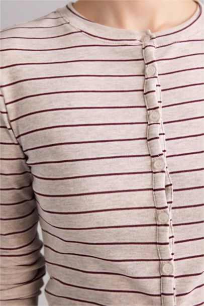 Slim Fit Crew Neck Ribana Cardigan