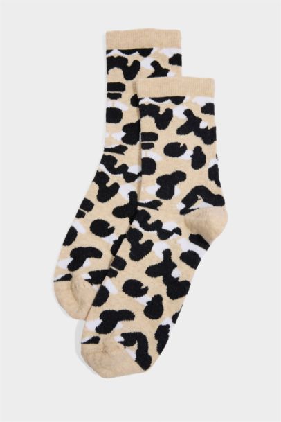 Kadın Desenli 5'li Pamuklu Uzun Çorap