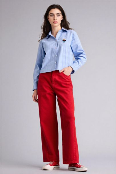 Oversize Fit Shirt Collar Long Sleeve Shirt