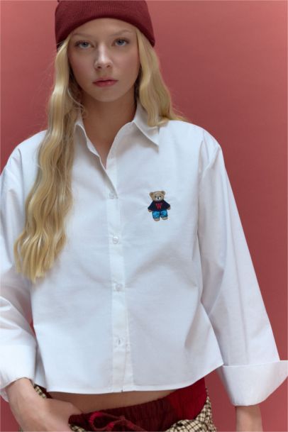 Oversize Fit Shirt Collar Long Sleeve Shirt