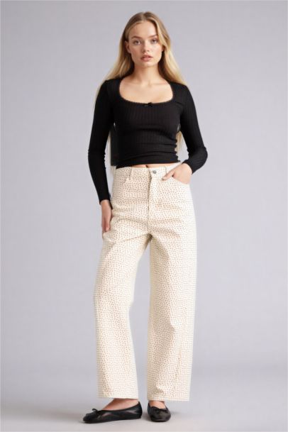 بنطلون منقط جبردين باجي فيت وخصر عادي