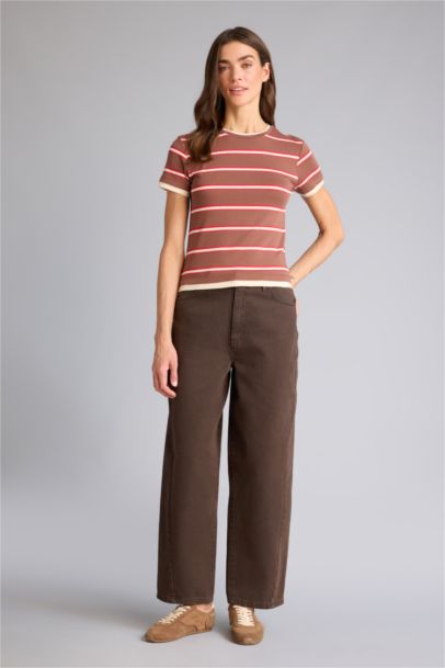 Regular Fıt Bisiklet Yaka Ribana Kısa Kollu Tişört