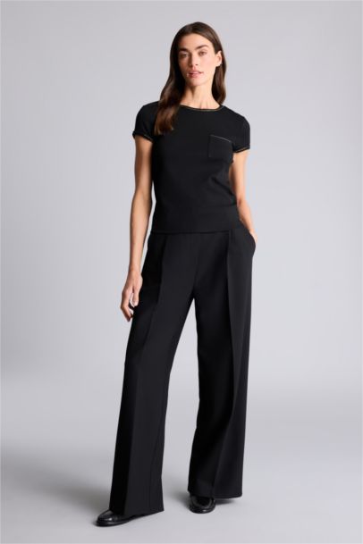 Slım Fıt Bisiklet Yaka Ribana Kısa Kollu Tişört