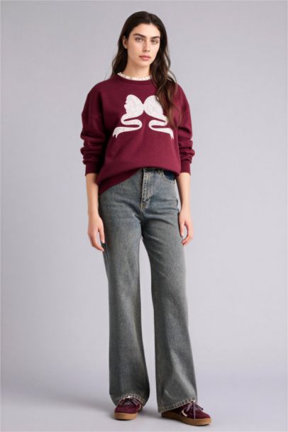 Oversize Fit Printed Long Sleeve Sweatshirt