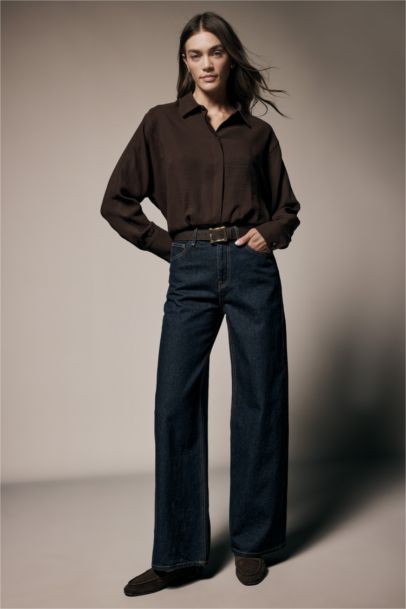 Chemise modal manches longues à col chemise