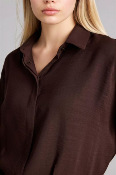 Chemise modal manches longues à col chemise