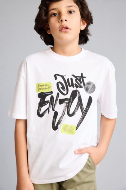 Oversıze Baskılı Tişört Erkek Çocuk