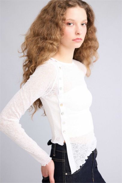 Fıtted Dantel Detaylı Bluz