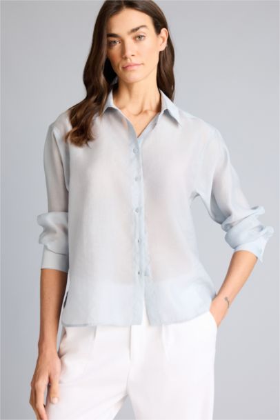 Oversıze Gömlek Yaka Modal Uzun Kollu Gömlek