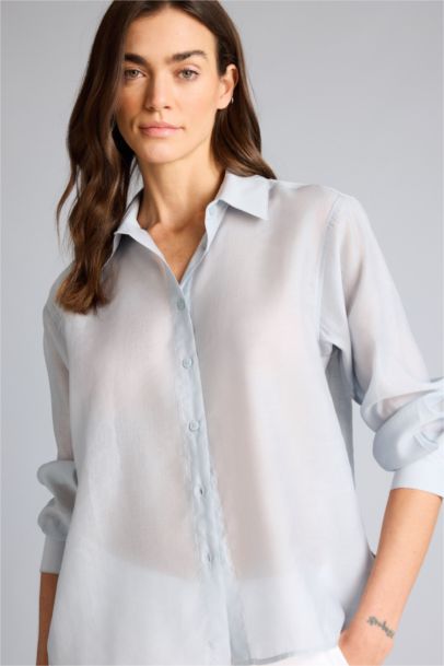 Oversıze Gömlek Yaka Modal Uzun Kollu Gömlek