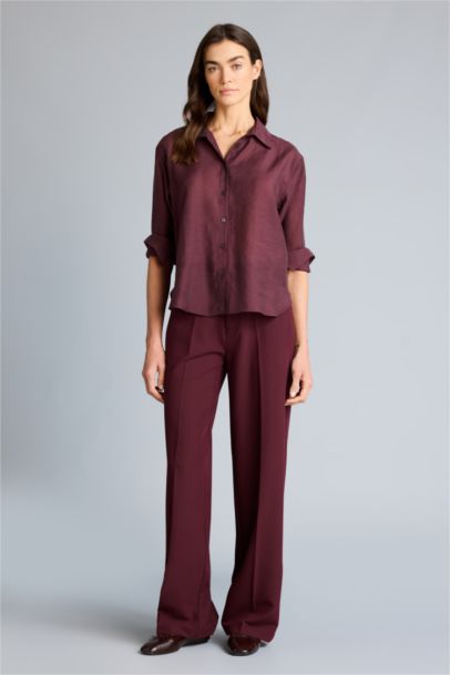 Oversıze Gömlek Yaka Modal Uzun Kollu Gömlek