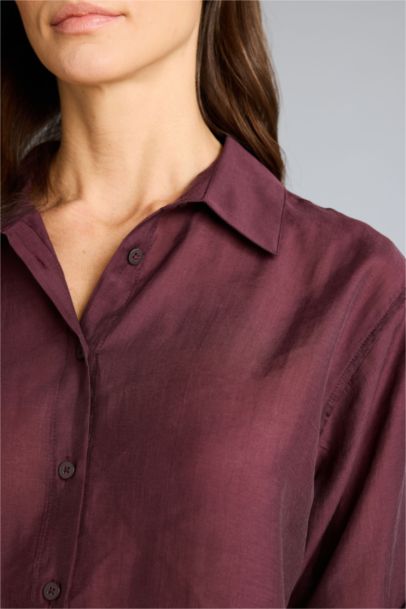 Oversıze Gömlek Yaka Modal Uzun Kollu Gömlek