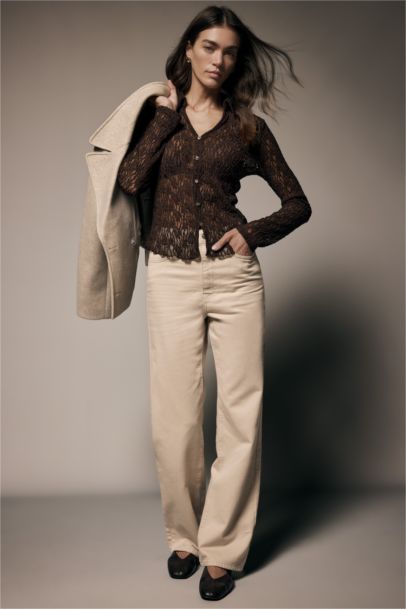 Slim Fit Shirt Collar Lace Long Sleeve Shirt