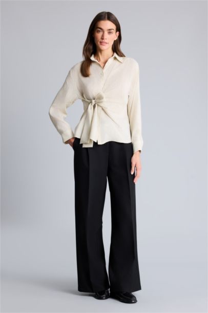 Oversıze Çizgili Tencel Gömlek