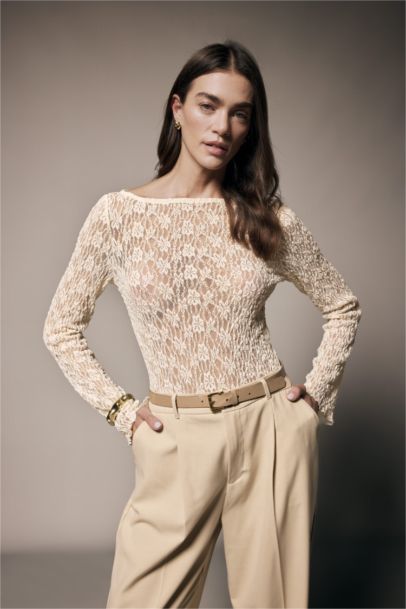 Slim Fit Boat Collar Long Sleeve Blouse