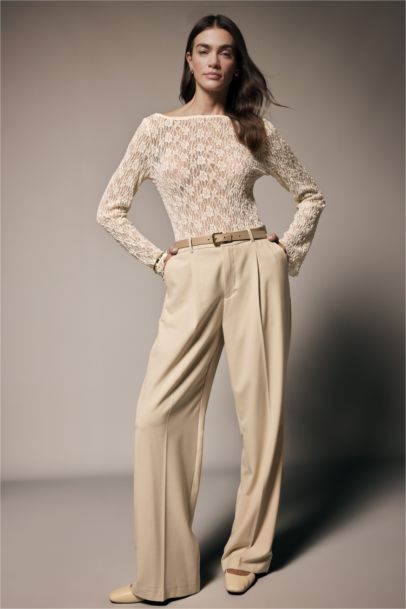 Slim Fit Boat Collar Long Sleeve Blouse