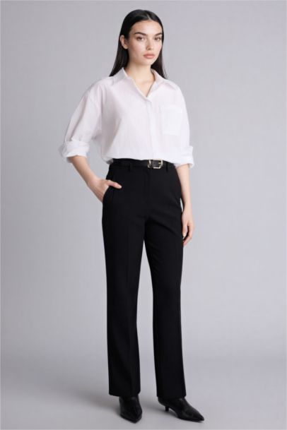 Oversize Fit Shirt Collar Poplin Long Sleeve Shirt