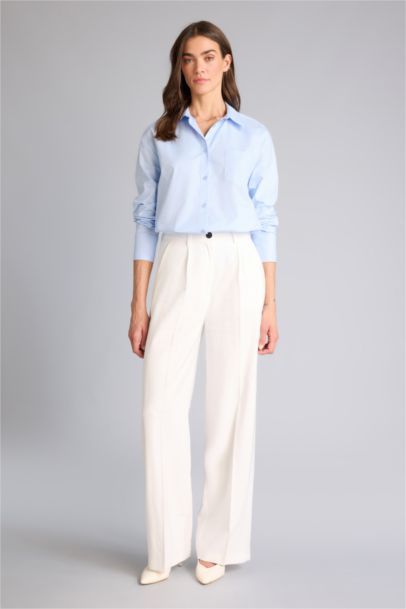 Oversıze Gömlek Yaka Oxford Uzun Kollu Gömlek