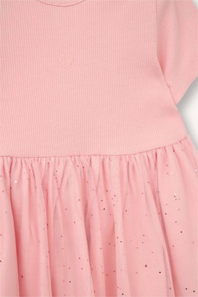 Simli Fitilli Kaşkorse Tütülü Elbise Kız Bebek