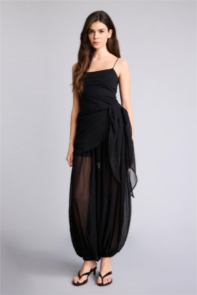 Balloon Fıt Normal Bel Standart Boy Şifon Pantolon