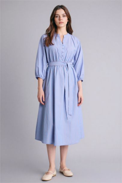 Flap Collar Poplin Dress