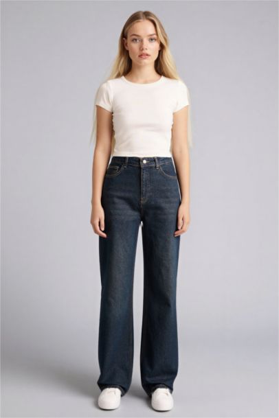 Jean pantalon large taille haute Style 90’s