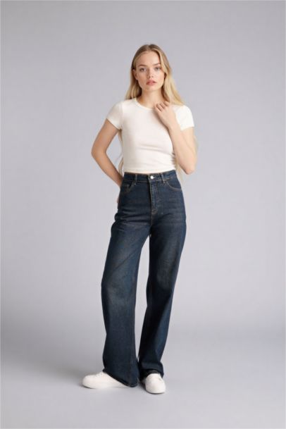 Jean pantalon large taille haute Style 90’s
