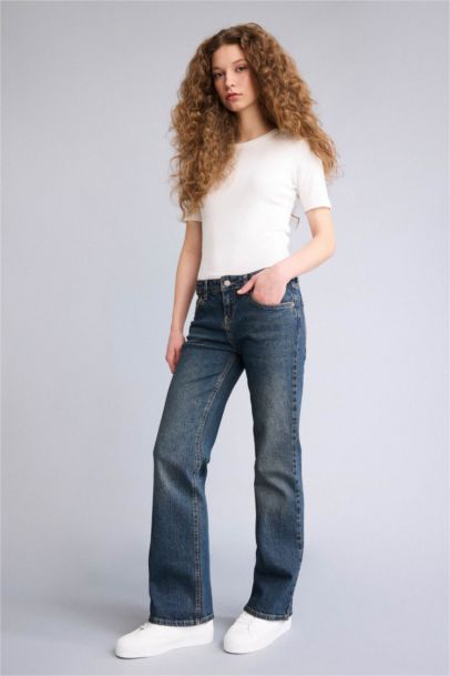 Düşük Bel Jean Yıkamalı Pantolon