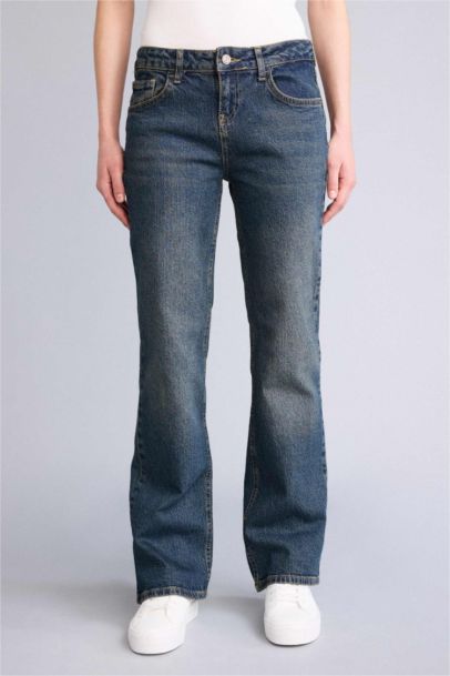 Düşük Bel Jean Yıkamalı Pantolon