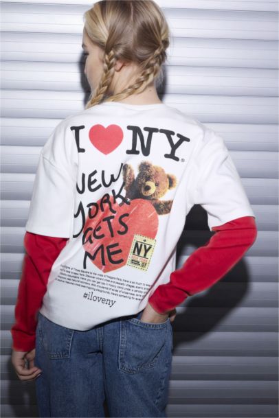 I Love NY Oversıze Tişört Kız Çocuk