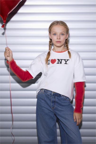 I Love NY Oversıze Tişört Kız Çocuk