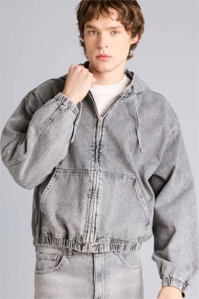 جاكيت قطن بغطاء للرأس بساق بسحاب