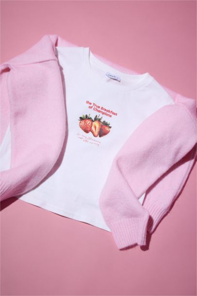 Fitted Crew Neck Print Short Sleeve T-Shirt