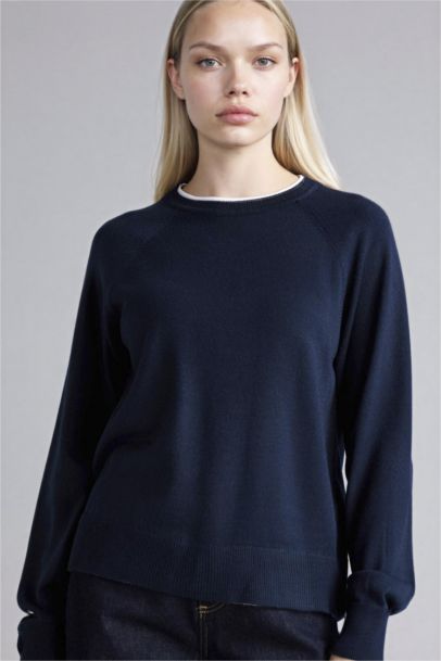 بلوز صوف قصة عادية بياخة مستديرة