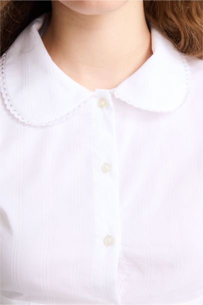 Fıtted Bebe Yaka Kısa Kollu Gömlek