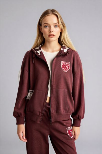Harry Potter Oversıze Kapüşonlu Fermuarlı Sweatshirt