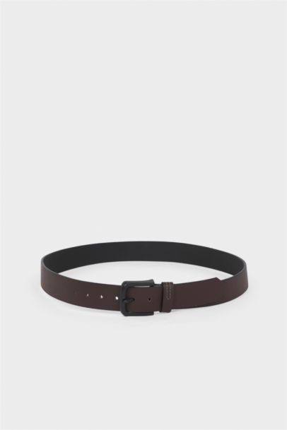 Erkek Dikdörtgen Toka Suni Deri Jean Kemeri