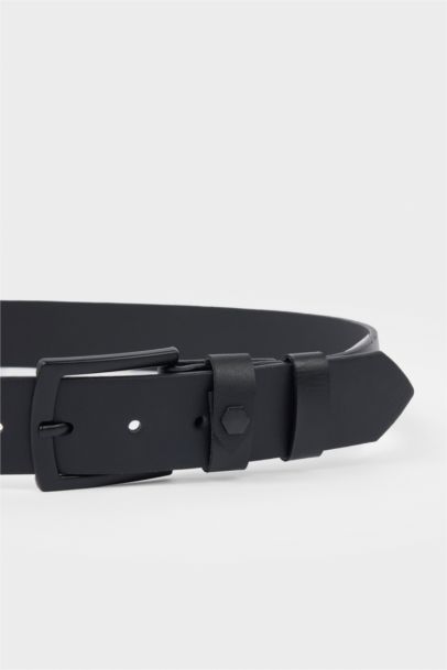 Erkek Dikdörtgen Toka Suni Deri Günlük Kemer