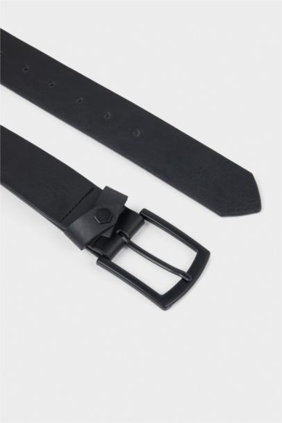 Erkek Dikdörtgen Toka Suni Deri Günlük Kemer