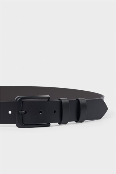 Erkek Dikdörtgen Toka Suni Deri Kemer