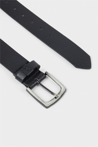 Erkek Dikdörtgen Toka Suni Deri Günlük Kemer