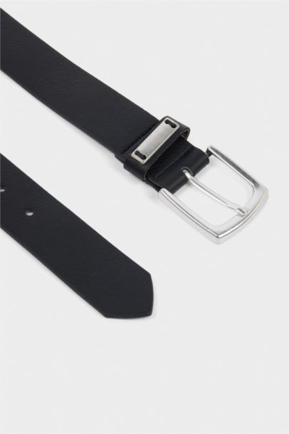 Erkek Dikdörtgen Toka Suni Deri Günlük Kemer