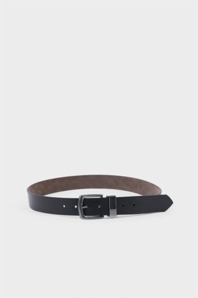 Erkek Dikdörtgen Toka Suni Deri Günlük Kemer