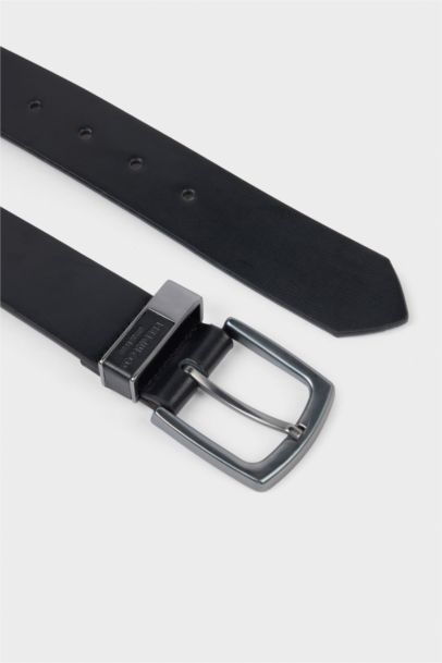 Erkek Dikdörtgen Toka Suni Deri Günlük Kemer