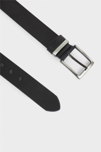 Erkek Dikdörtgen Toka Suni Deri Günlük Kemer